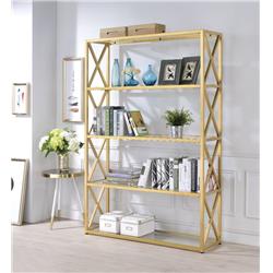 Picture of Benzara BM163573 Glass & Metal Bookshelf with 5 Shelves&#44; Clear Glass & Gold