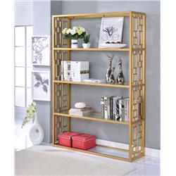 Picture of Benzara BM163574 Glass & Metal Bookshelf with 5 Shelves&#44; Clear Glass & Gold