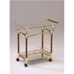 Picture of Benzara BM163645 Alluring Serving Cart&#44; Golden Plated & Clear Glass