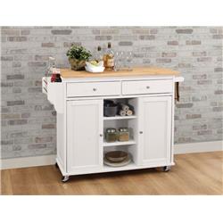 Picture of Benzara BM163658 Kitchen Cart with Wooden Top&#44; Natural & White