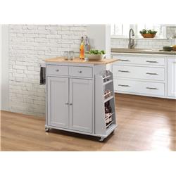 Picture of Benzara BM163660 Kitchen Cart with Wooden Top&#44; Natural & Gray