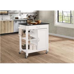 Picture of Benzara BM163663 Kitchen Cart with Wooden Top&#44; Black & White
