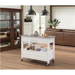 Picture of Benzara BM163665 Kitchen Cart with Stainless Steel Top&#44; Gray & White