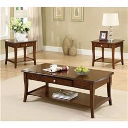 Picture of Benzara BM166163 18 x 24 x 48 in. Coffee Table & 2 End Tables with Drawer&#44; Brown - 3 Piece