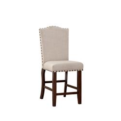 Picture of Benzara BM166612 42 x 18 x 23 in. Rubber Wood High Chair with Studded Trim&#44; Cream & Cherry Brown - Set of 2