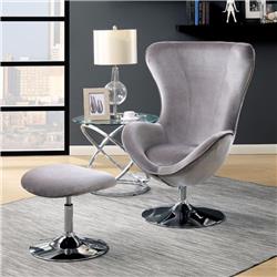 Picture of Benzara BM172744 17 x 21.25 x 18 in. Accent Chair with Ottoman - Gray