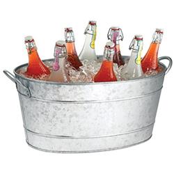 Picture of Benzara I457-AMC0001 9.5 x 14.5 x 28.8 in. Galvanized Beverage Tub with Handles - Gray