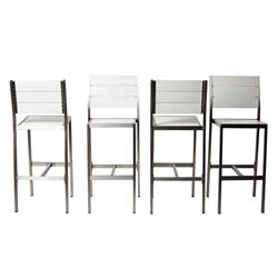 Picture of Benzara BM172058 44 x 21 x 18 in. Catchy & Heighted Anodized Aluminum Armless Barstools - White&#44; Set of 4