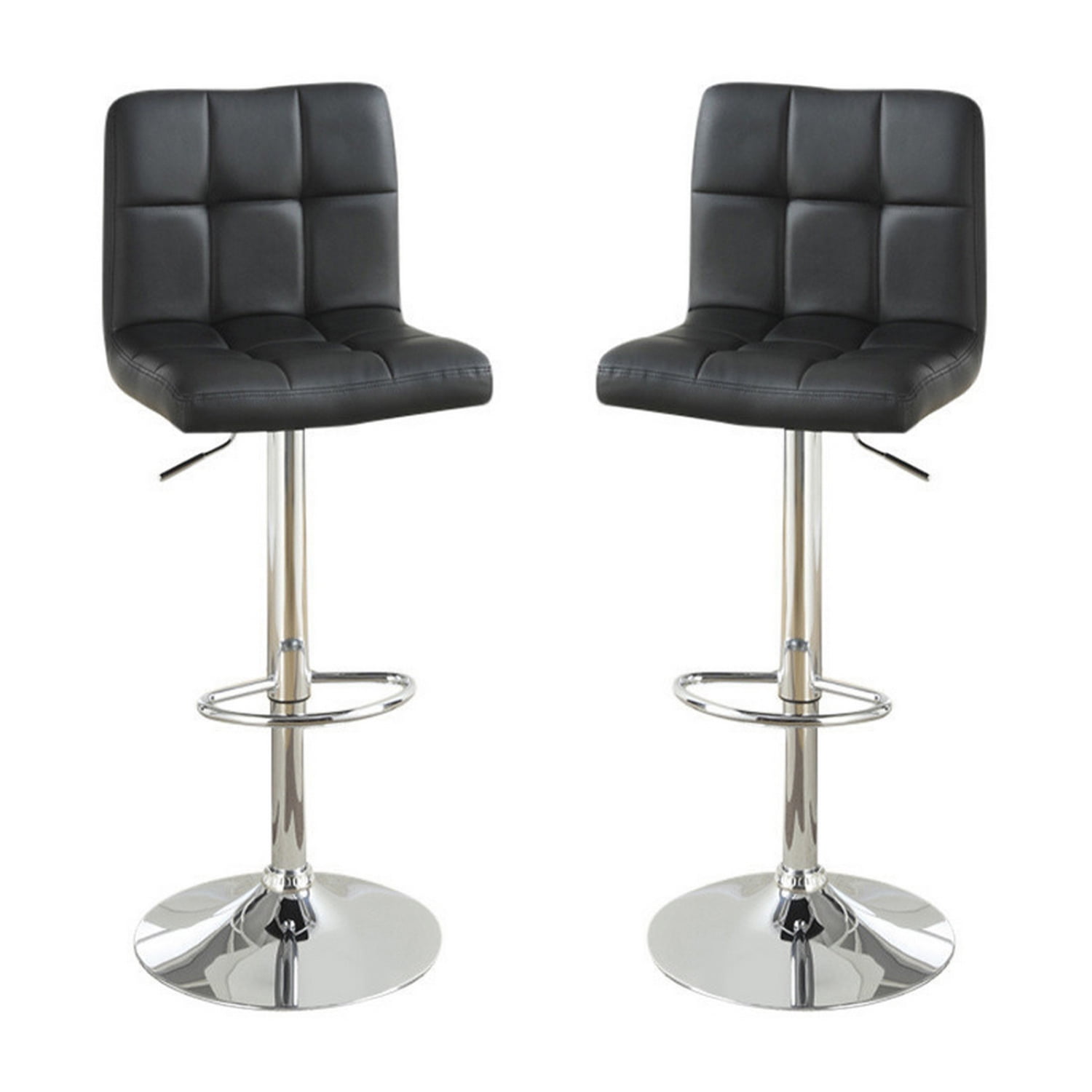Picture of Benzara BM167105 44 x 17 x 19 in. Armless Chair Style Bar Stool with Gas Lift - Black & Silver&#44; Set of 2