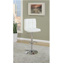 Picture of Benzara BM167106 44 x 17 x 19 in. Armless Chair Style Bar Stool with Gas Lift - White & Silver&#44; Set of 2