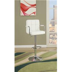 Picture of Benzara BM167107 44 x 22 x 18 in. Arm Chair Style Bar Stool with Gas Lift - White & Silver&#44; Set of 2