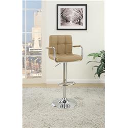 Picture of Benzara BM167108 44 x 22 x 18 in. Arm Chair Style Bar Stool with Gas Lift - Brown & Silver&#44; Set of 2
