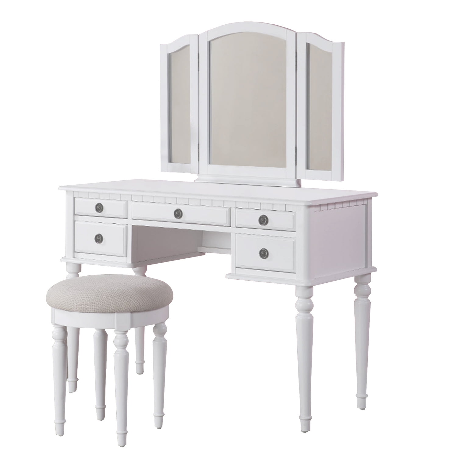 Picture of Benzara BM171346 54 x 43 x 19 in. Wooden Vanity Set with Stool - White