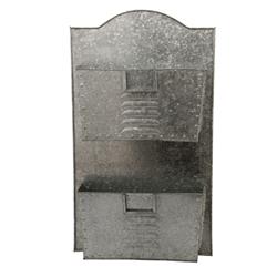 Picture of Benzara BM03179 Galvanized Metal Two Tier Wall Pocket Organizer - Gray