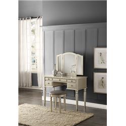 Picture of Benzara BM167180 Commodious Vanity Set with Stool & Mirror - Silver