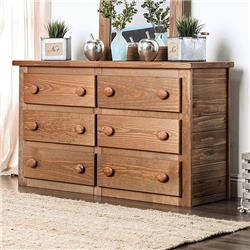 Picture of Benzara BM177886 Mahogany Finish Wooden Rustic Style 6 Drawers Dresser&#44; Brown - 29.75 x 16 x 53 in.