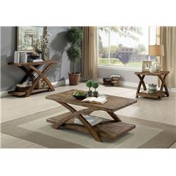 Picture of Benzara BM177900 3 Piece Transitional Style Wooden Table Set with X Shaped Table Base&#44; Light Oak - 18 x 25.5 x 48 in.