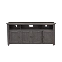 Picture of Benzara BM178110 Wooden TV Stand with 3 Shelves & Cabinets&#44; Gray - 30 x 19 x 65 in.