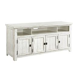Picture of Benzara BM178111 Wooden TV Stand with 3 Shelves & Cabinets&#44; White - 30 x 19 x 65 in.