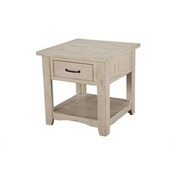 Picture of Benzara BM178127 Wooden End Table with 1 Drawer & 1 Shelf&#44; Antique White - 24 x 24 x 24 in.