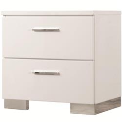 Picture of Benzara BM185310 Wooden Nightstand with 2 Drawers & Chrome Metal Legs&#44; White - 22.5 x 23.25 x 15.25 in.
