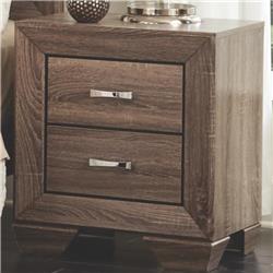 Picture of Benzara BM185319 Transitional Style Wooden Nightstand with Two Drawers & Tapered Feet&#44; Brown - 26.75 x 23.5 x 16.5 in.