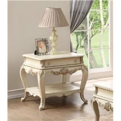 Picture of Benzara BM185328 Wooden End Table with One Drawer & Bottom Shelf&#44; Antique White - 26 x 28 x 26 in.
