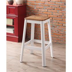 Picture of Benzara BM186908 Industrial Style Metal Frame & Wooden Bar Stool&#44; Brown & White - 30 x 18 x 18 in.