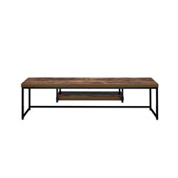 Picture of Benzara BM185342 Rectangular Wood & Metal TV Stand with One Shelf&#44; Brown & Black - 15.75 x 15.75 x 59.06 in.