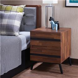 Picture of Benzara BM186959 Two Drawers Wooden End Table with Angled Leg Support&#44; Brown & Black - 23 x 20 x 18 in.