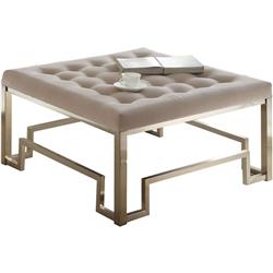 Picture of Benzara BM186972 Modern Style Square Shaped Wood & Metal Cocktail Ottoman&#44; Gold & Beige - 18 x 36 x 36 in.