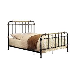Picture of Benzara BM131757 Classic Metal Twin Bed with Gold Accents&#44; Black - 54.75 x 43.5 x 80.75 in.