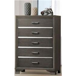 Picture of Benzara BM185458 Wooden Five Drawer Chest with Bracket Legs&#44; Gray - 47.44 x 16.38 x 33.62 in.