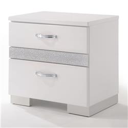 Picture of Benzara BM185468 Nightstand with Three Center Metal Glide Drawers in White Gloss Finish - 22.56 x 15.35 x 23.23 in.