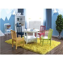 Picture of Benzara BM187272 Round Shape Wooden Kids Table Set with Four Chairs&#44; Multi Color - Pack of 5 - 24 x 32 x 32 in.