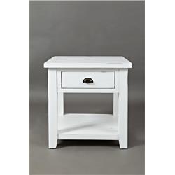Picture of Benzara BM183977 Wooden End Table with Open Shelf&#44; Weathered White - 24 x 24 x 24 in.