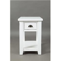 Picture of Benzara BM183985 Wooden One Drawer Chairside Table in Weathered White Finish - 24 x 16 x 24 in.