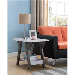Picture of Benzara BM179633 Two Tone Wooden End Table&#44; White & Distressed Gray