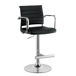 Picture of Benzara BM181076 Contemporary Style Leatherette Padded Bar Stool with Arms&#44; Black & Silver