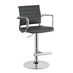 Picture of Benzara BM181077 Contemporary Style Leatherette Padded Bar Stool with Arms&#44; Gray & Silver