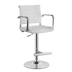 Picture of Benzara BM181078 Modern Leatherette Padded Metal Bar Stool with Arms&#44; White & Silver