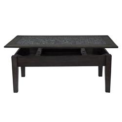 Picture of Benzara BM184035 Stone Marble Cocktail Table with Lift Top&#44; Dark Gray