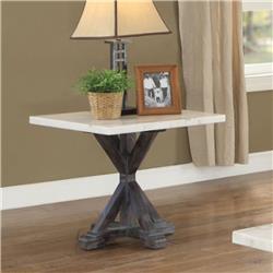 Picture of Benzara BM185823 Marble Top End Table with Wooden Tri Pod Base&#44; White & Espresso Brown