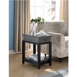 Picture of Benzara BM179729 Wooden Chairside Table with Bottom Shelf&#44; Distressed Gray & Black - 24 x 20 x 13.75 in.