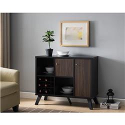 Picture of Benzara BM179738 Spacious Wooden Buffet with Angled Legs&#44; Black & Dark Walnut Brown - 30 x 15.25 x 36 in.