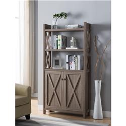 BM179748 Wooden File Cabinet with X Shaped Cutout Side Panel, Dark Taupe Brown - 69 x 11.25 x 34.25 in -  Benzara