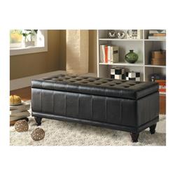 Picture of Benzara BM179794 Bi-Cast Vinyl Lift-Up Storage Bench with a Tufted Seat&#44; Dark Brown - 19 x 17 x 42 in.