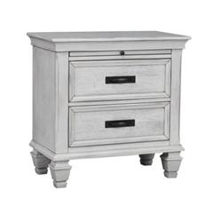 Picture of Benzara BM182751 Wooden Nightstand with 2 Drawers & 1 Pull-Out Tray&#44; White - 28 x 28 x 15.5 in.