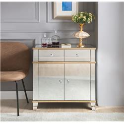 Picture of Benzara BM184774 Wooden Console Table with Two Drawers & One Cabinet&#44; Silver - 31.89 x 16.14 x 32.28 in.