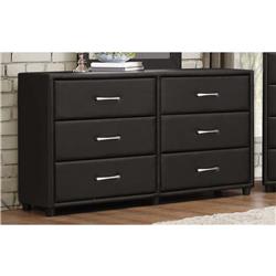 Picture of Benzara BM179895 32.25 x 16 x 56.25 in. 6 Drawer Dresser&#44; Wood & PVC - Black